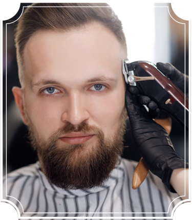 Man in barbershop getting his haircut